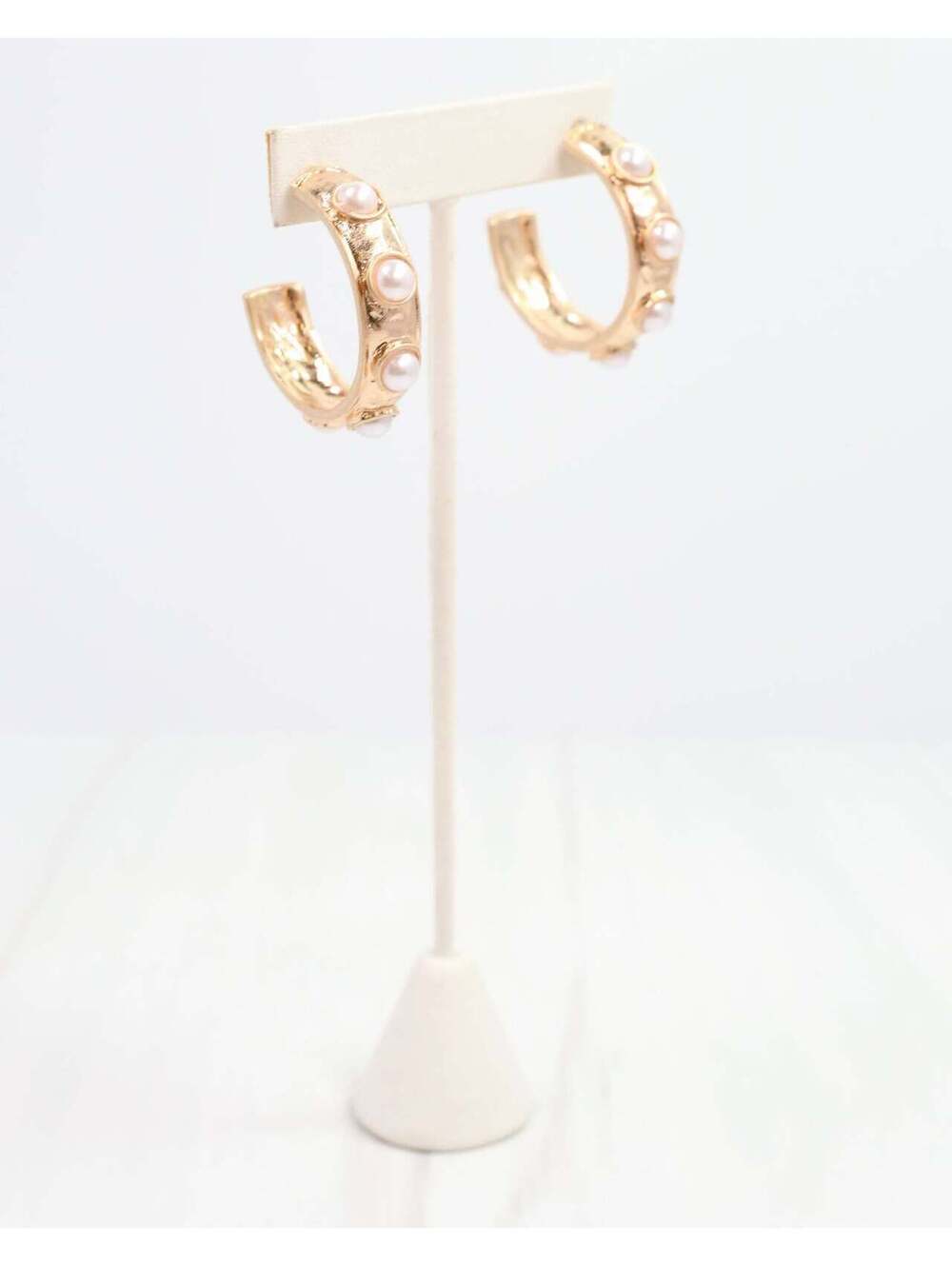 Caroline Hill Frazee Pearl Hoop Earrings Worn Gold